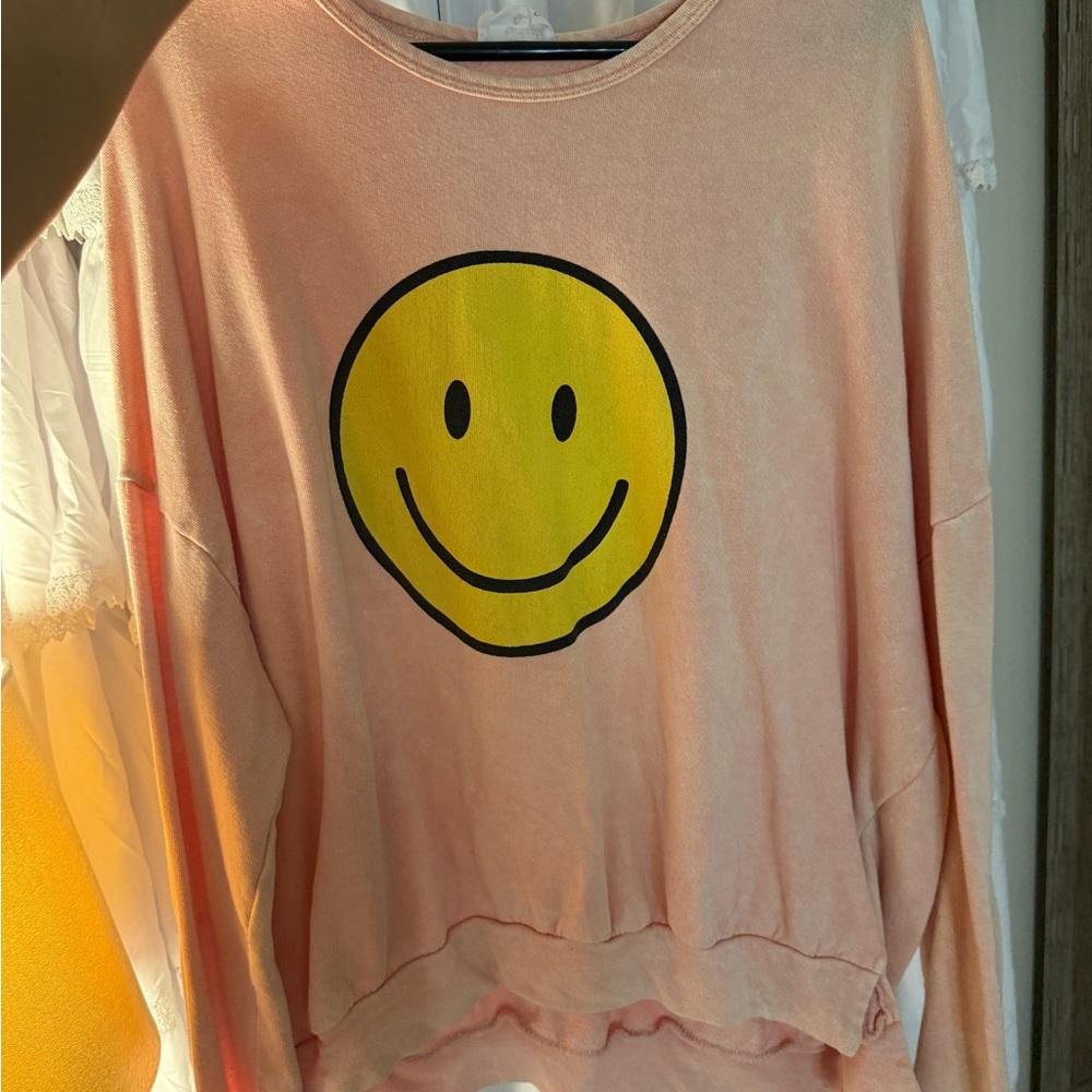 Smiley Face Pink Sweat Shirt